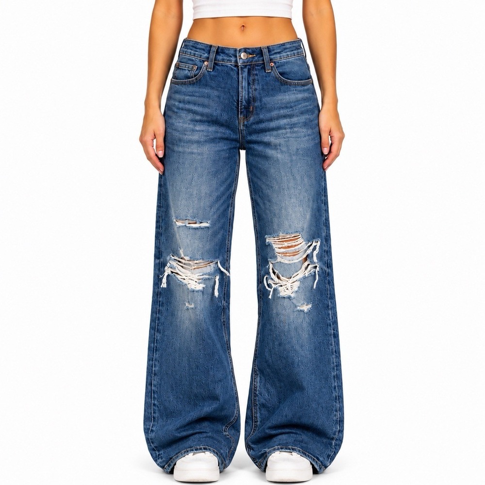 american eagle super high rise baggy wide leg distressed jeans 000